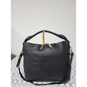 BURBERRY Embossed Check Leather Small Canterbury Tote Bag Black